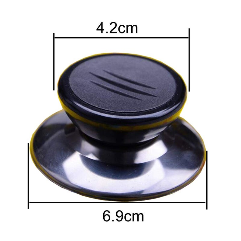 lasenersm 2 Sets Universal Pot Lid Cover Knob Handle Cookware Universal Replacement Pot Grip Knob Cap 2.7" Stainless Steel Base, Black+Silver - Image 2